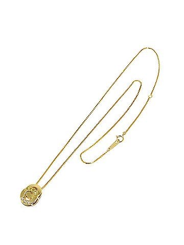 Céline Celine CELINE Double Circle Diamond 0.08ct Necklace 42cm 18K YG Yellow Gold 750 (view 2)