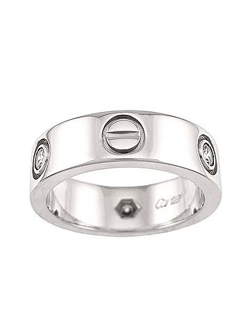 Cartier Cartier Love Ring #50, Half Diamond 3P, 18K WG White Gold 750 (view 2)