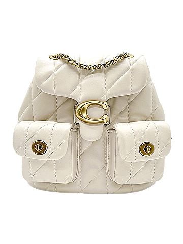 Coach COACH Tabby Backpack, Quilted Rucksack with Chain Shoulder Strap, Leather, White, Women's (CU076) (view 1)