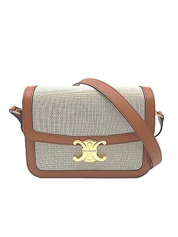 Céline CELINE Classic Triomphe Bag Medium Natural Tan 191242EGC.02NT Shoulder Brown Beige Canvas Leather Women's (view 1)