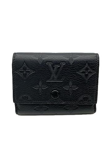 Louis Vuitton LOUIS VUITTON Monogram Shadow Victor Wallet M12635 Tri-fold Black Calf Leather Women's (view 1)