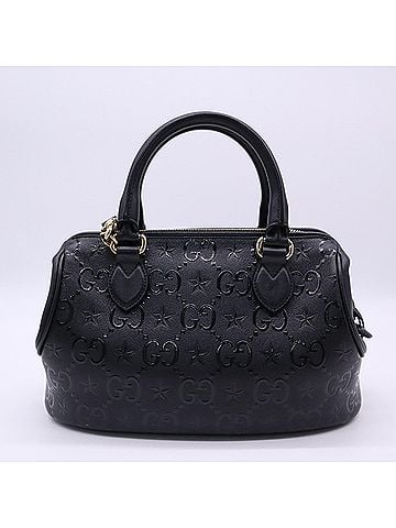 Gucci GUCCI GG Embossed Star Medium Handbag 675773 Shoulder Bag Brown Beige Leather Women's (view 2)