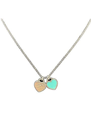 Tiffany & Co. TIFFANY&amp;Co. Tiffany Turn to Heart Pendant Necklace SV925 69683983 Blue Silver Enamel Women's (view 1)