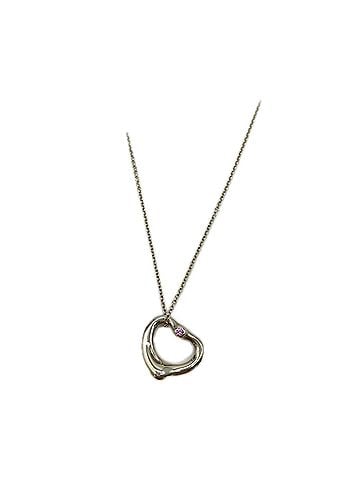 Tiffany & Co. TIFFANY&amp;Co. Tiffany Elsa Peretti Open Heart Pendant AG925 60020362 Necklace Pink Silver Women's (view 1)