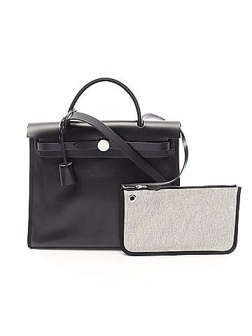 Hermès Hermes Herbag Zip PM 2-Way Handbag, Canvas Leather, Toile H Berlinne, Vache Hunter, Women's, Black/Beige (view 1)
