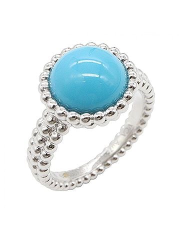 Van Cleef & Arpels Van Cleef &amp; Arpels Perlee Turquoise Ring, 18K White Gold (18KWG), Turquoise, Women's, Silver/Blue Tone, VCARP4DQ52 (view 1)