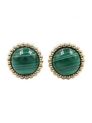 Van Cleef & Arpels Van Cleef &amp; Arpels Perlee Couleurs Malachite Earrings, 18K Yellow Gold, Gold/Green Tone, VCARP4DS00 (view 1)