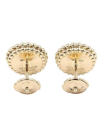 Van Cleef & Arpels Van Cleef &amp; Arpels Perlee Couleurs Malachite Earrings, 18K Yellow Gold, Gold/Green Tone, VCARP4DS00 (view 2)