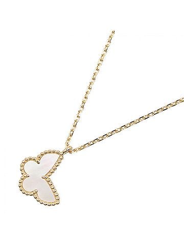Van Cleef & Arpels Van Cleef &amp; Arpels Sweet Papillon Mother-of-Pearl Necklace, 18K (Yellow Gold), Mother-of-Pearl, Women's, Gold/White Tones, VCARF69300 (view 1)