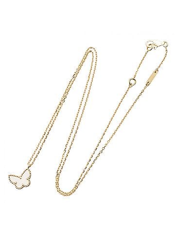 Van Cleef & Arpels Van Cleef &amp; Arpels Sweet Papillon Mother-of-Pearl Necklace, 18K (Yellow Gold), Mother-of-Pearl, Women's, Gold/White Tones, VCARF69300 (view 2)