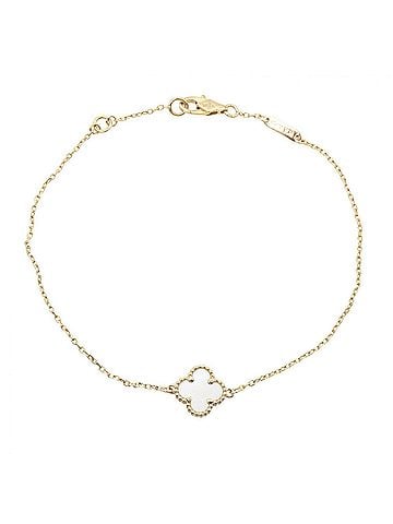 Van Cleef & Arpels Van Cleef &amp; Arpels Sweet Alhambra Mother of Pearl Bracelet, 18K (Yellow Gold), Pearl, Women's, Gold/White Tones, VCARF68800 (view 1)