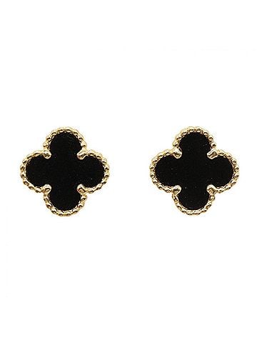 Van Cleef & Arpels Van Cleef &amp; Arpels Sweet Alhambra Onyx Earrings, 18K (Yellow Gold), Onyx, Women's, Gold/Black, VCARA44900 (view 1)