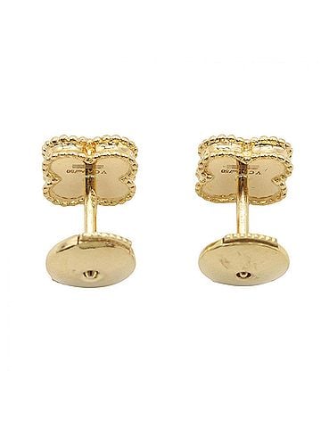Van Cleef & Arpels Van Cleef &amp; Arpels Sweet Alhambra Onyx Earrings, 18K (Yellow Gold), Onyx, Women's, Gold/Black, VCARA44900 (view 2)