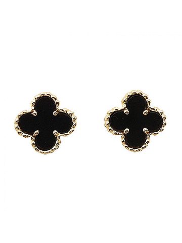 Van Cleef & Arpels Van Cleef &amp; Arpels Sweet Alhambra Onyx Earrings, 18K (Yellow Gold), Onyx, Women's, Gold/Black, VCARA44800 (view 1)