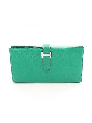 Hermès Hermes Bearn Soufflé Bi-fold Long Wallet, Leather, Chevre Women's, Green (view 1)