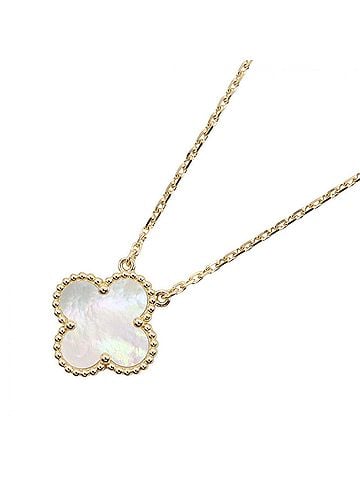 Van Cleef & Arpels Van Cleef &amp; Arpels Vintage Alhambra Mother-of-Pearl Necklace, 18K (Yellow Gold), Mother-of-Pearl, Women's, Gold/White Tones, VCARA45900 (view 1)