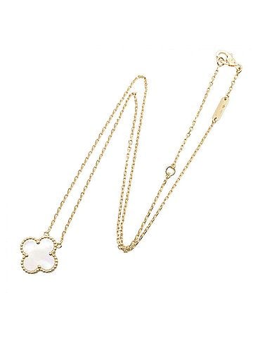 Van Cleef & Arpels Van Cleef &amp; Arpels Vintage Alhambra Mother-of-Pearl Necklace, 18K (Yellow Gold), Mother-of-Pearl, Women's, Gold/White Tones, VCARA45900 (view 2)
