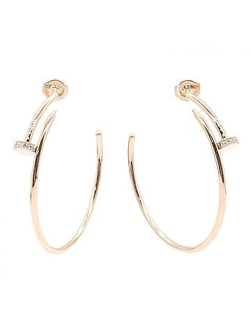 Cartier Cartier Juste un Clou Hoop Diamond Earrings, 18K Pink Gold (PG), Diamond, Women's, Tone, Clear B8301212 (view 1)