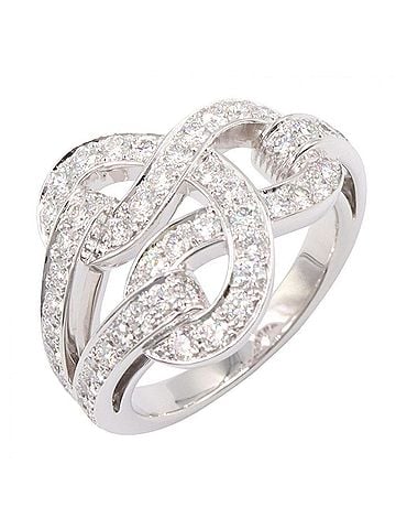 Cartier Cartier Agrafe Diamond Ring, 18K White Gold (18KWG), Silver/Clear Tone, Women's N4208853 (view 1)
