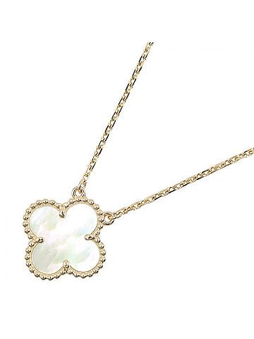 Van Cleef & Arpels Van Cleef &amp; Arpels Vintage Alhambra Mother-of-Pearl Necklace, 18K (Yellow Gold), Mother-of-Pearl, Women's, Gold/White Tones, VCARA45900 (view 1)