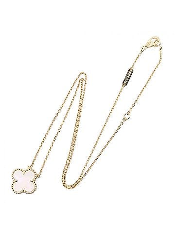 Van Cleef & Arpels Van Cleef &amp; Arpels Vintage Alhambra Mother-of-Pearl Necklace, 18K (Yellow Gold), Mother-of-Pearl, Women's, Gold/White Tones, VCARA45900 (view 2)