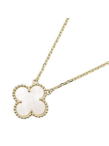 Van Cleef & Arpels Van Cleef &amp; Arpels Vintage Alhambra Mother-of-Pearl Necklace, 18K (Yellow Gold), Mother-of-Pearl, Women's, Gold/White Tones (view 1)