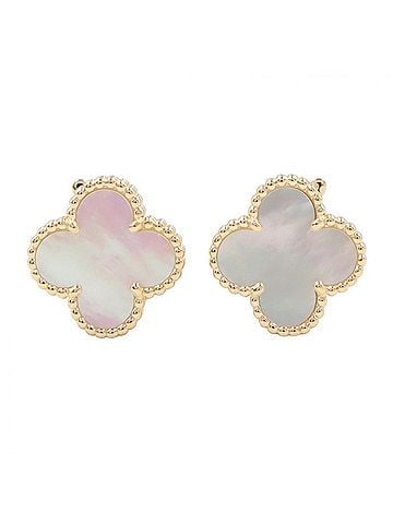 Van Cleef & Arpels Van Cleef &amp; Arpels Vintage Alhambra Earrings, Mother of Pearl 18K (Yellow Gold), Women's, Gold/White Tones, VCARA44100 (view 1)
