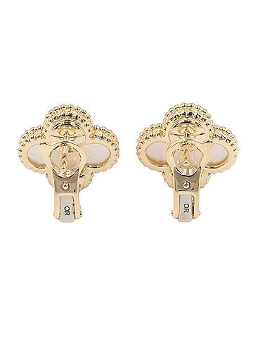 Van Cleef & Arpels Van Cleef &amp; Arpels Vintage Alhambra Earrings, Mother of Pearl 18K (Yellow Gold), Women's, Gold/White Tones, VCARA44100 (view 2)