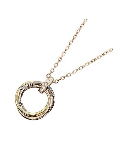 Cartier Cartier Trinity Necklace, Diamond Jewelry, 18K (Yellow Gold), 18KWG (White 18KPG (Pink Diamond, Women's, Gold Tone, Silver Clear B7224814 (view 1)