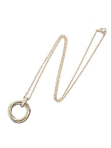 Cartier Cartier Trinity Necklace, Diamond Jewelry, 18K (Yellow Gold), 18KWG (White 18KPG (Pink Diamond, Women's, Gold Tone, Silver Clear B7224814 (view 2)