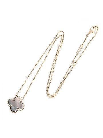 Van Cleef & Arpels Van Cleef &amp; Arpels Vintage Alhambra Grey Mother-of-Pearl Necklace, 18K Pink Gold (PG), Mother-of-Pearl, Women's, Tone, VCARP4KK00 (view 2)