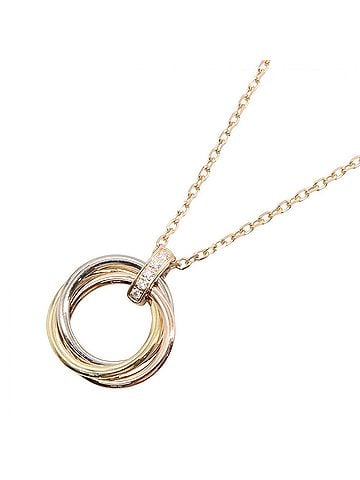 Cartier Cartier Trinity Diamond Necklace, Medium Size, 18K Yellow Gold, White Pink Diamond, Women's, Gold Tone, Silver Clear B7224814 (view 1)