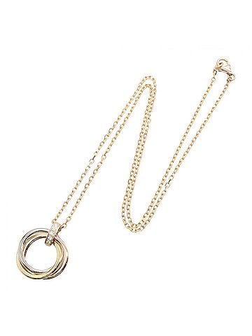 Cartier Cartier Trinity Diamond Necklace, Medium Size, 18K Yellow Gold, White Pink Diamond, Women's, Gold Tone, Silver Clear B7224814 (view 2)