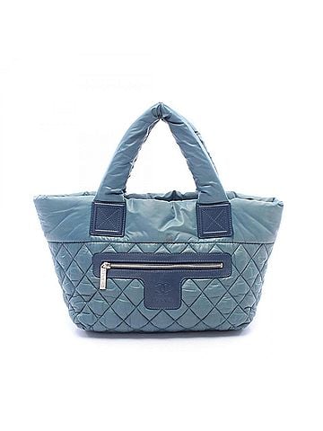 Chanel Chanel Coco Cocoon Small Tote Bag Handbag, Nylon and Leather, Women's, Green/Navy, A48610 (view 1)
