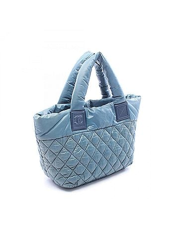 Chanel Chanel Coco Cocoon Small Tote Bag Handbag, Nylon and Leather, Women's, Green/Navy, A48610 (view 2)
