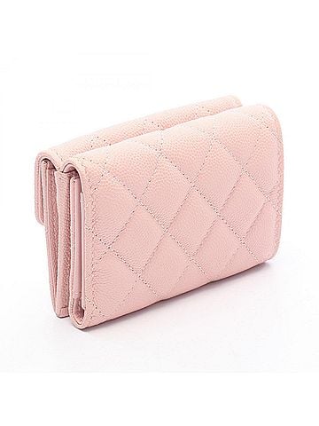 Chanel Chanel Classic Small Flap Wallet Matelassé Tri-fold Wallet, Caviar Leather (Grained Calfskin), Women's, Pink, AP0230 (view 2)