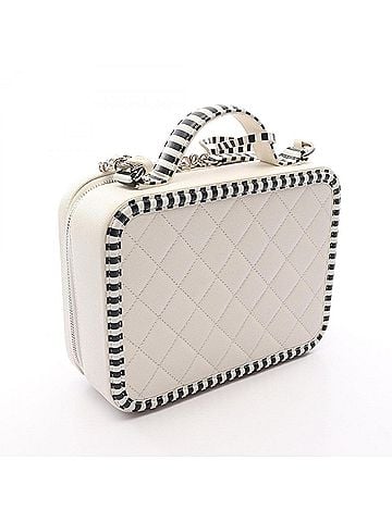 Chanel Chanel CC Figley Vanity Bag, 2-Way Shoulder Bag/Handbag, Leather, Women's, White/Black, A93343 (view 2)
