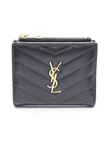Saint Laurent Yves Saint Laurent Saint Laurent Paris Monogram Bi-fold Wallet, Leather, Women's, Black, 575879 (view 1)