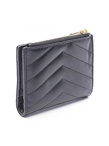 Saint Laurent Yves Saint Laurent Saint Laurent Paris Monogram Bi-fold Wallet, Leather, Women's, Black, 575879 (view 2)