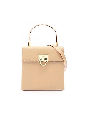 Salvatore Ferragamo Salvatore Ferragamo Gancini 2-Way Handbag, Leather, Women's, Beige, 21 0160 (view 1)