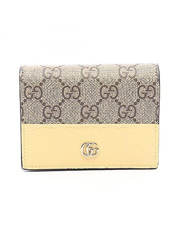Gucci Gucci GG Supreme Double G Bi-fold Wallet, Leather, Women's, Beige, Brown, Yellow, 841358 (view 1)