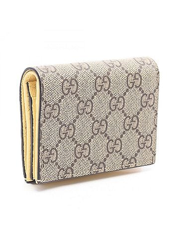 Gucci Gucci GG Supreme Double G Bi-fold Wallet, Leather, Women's, Beige, Brown, Yellow, 841358 (view 2)