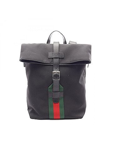 Gucci Gucci Sherry Line Backpack/Handbag, Leather and Nylon Canvas, Men's, Black/Multicolor, 619749 (view 1)