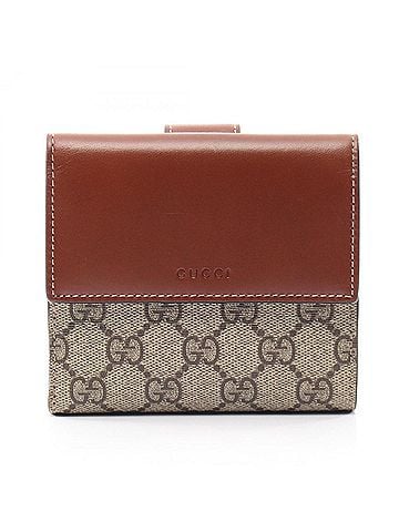 Gucci Gucci GG Supreme W-hook wallet, leather, women's, beige/brown, 410104 (view 1)