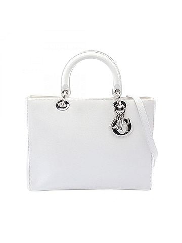Christian Dior Christian Dior Dior Lady Large 2-Way Handbag, Leather, Women's, White (view 1)