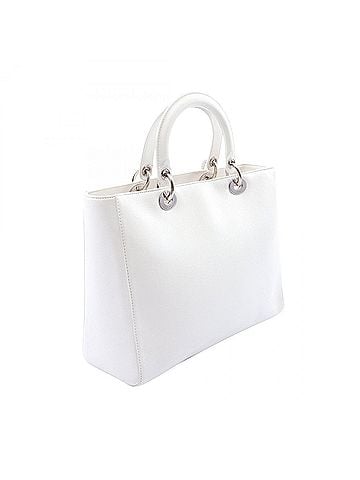 Christian Dior Christian Dior Dior Lady Large 2-Way Handbag, Leather, Women's, White (view 2)