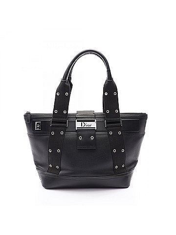Christian Dior Christian Dior Dior Street Chic Tote Bag, Handbag, Leather, Canvas, Women's, Black (view 1)