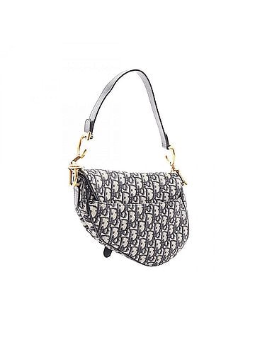 Christian Dior Christian Dior Dior Saddle Bag Oblique Jacquard 2-Way Handbag Canvas Leather Women's Beige/Navy (view 2)