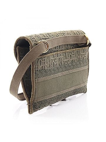 Christian Dior Christian Dior Dior Oblique Saddle Bag Slim Pouch Waist Body Handbag Leather Women's Khaki (view 2)