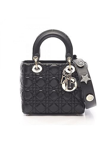 Christian Dior Christian Dior Dior LADY DIOR MY ABCDIOR Lady Small Cannage 2-Way Handbag, Lambskin Leather, Women's, Black (view 1)